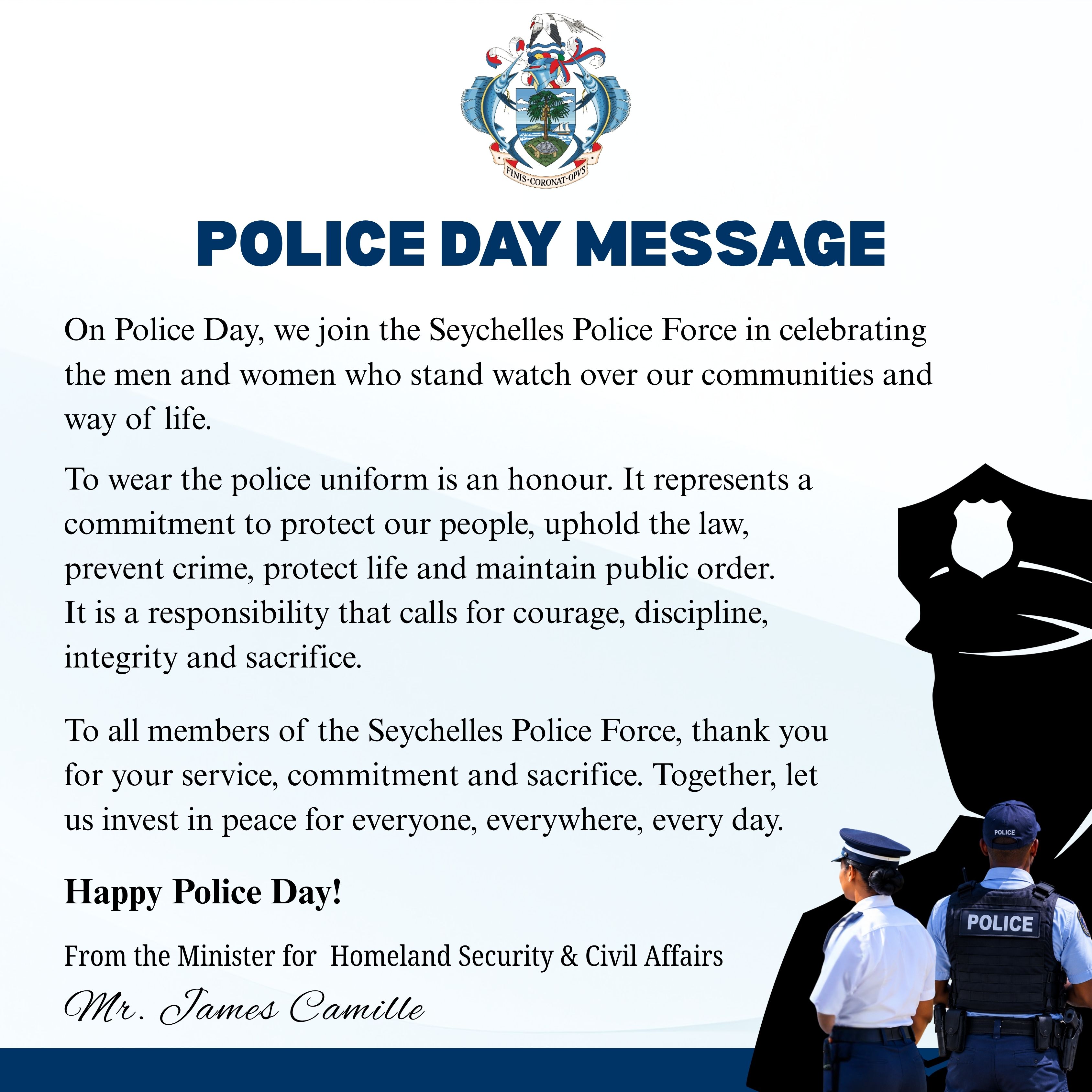  Police Day Day Message Theme: Invest In Peace - For Everyone, Everywhere, Every Day